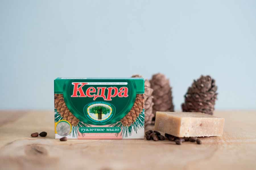 Мыло туалетное "Кедра" молочно-медовое на основе масла кедрового, 80 г.